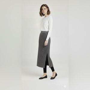 KERISMA Sweater Skirt Midi Black White Gray Marled Knit Size M Fall Winter Cozy